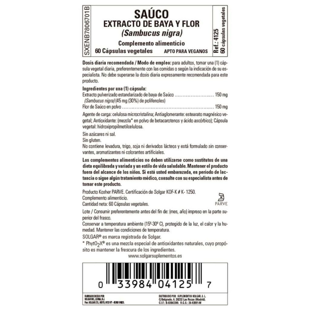 Saúco -Baya- 60 Cápsulas Veganas detalle 1