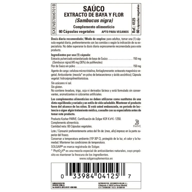 Saúco -Baya- 60 Cápsulas Veganas