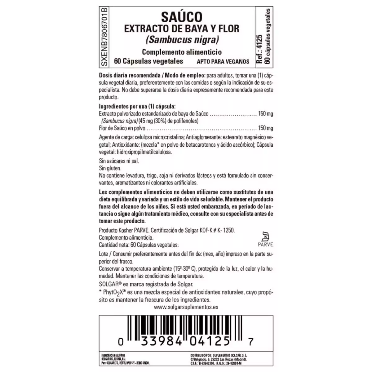 Saúco -Baya- 60 Cápsulas Veganas