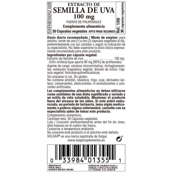 Semilla de Uva 100 mg - 30 Comprimidos