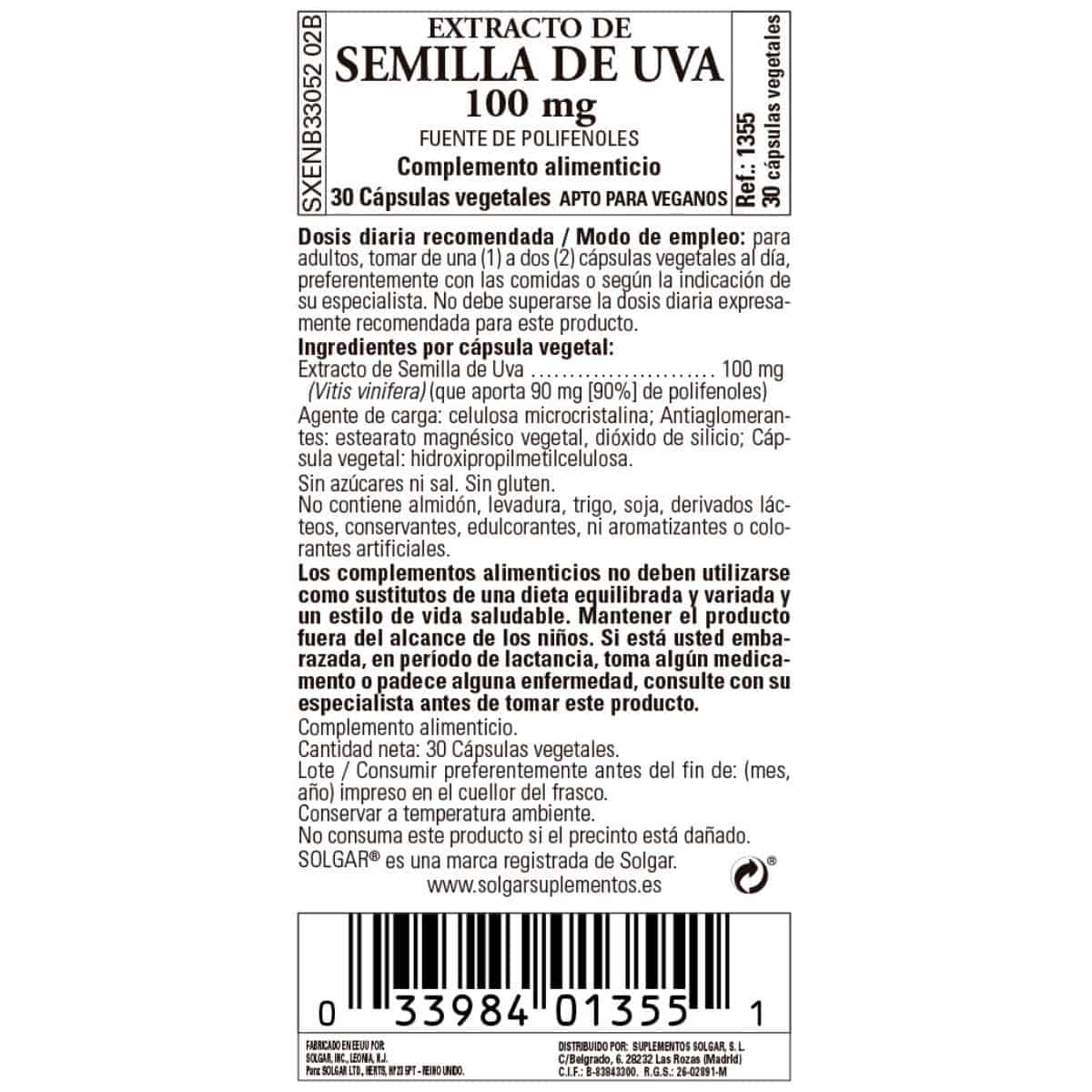 Semilla de Uva 100 mg – 30 Comprimidos