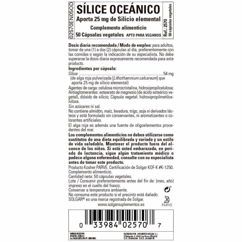 Silice Oceánico 25 mg - 50 Cápsulas Veganas detalle 1