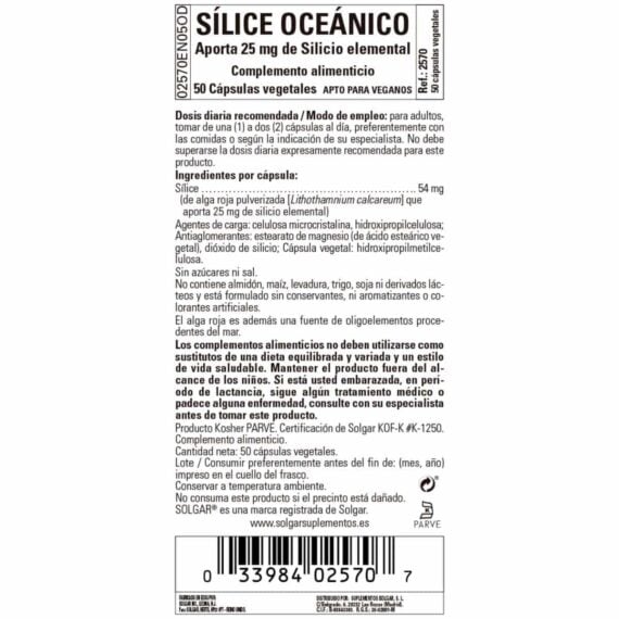 Silice Oceánico 25 mg - 50 Cápsulas Veganas
