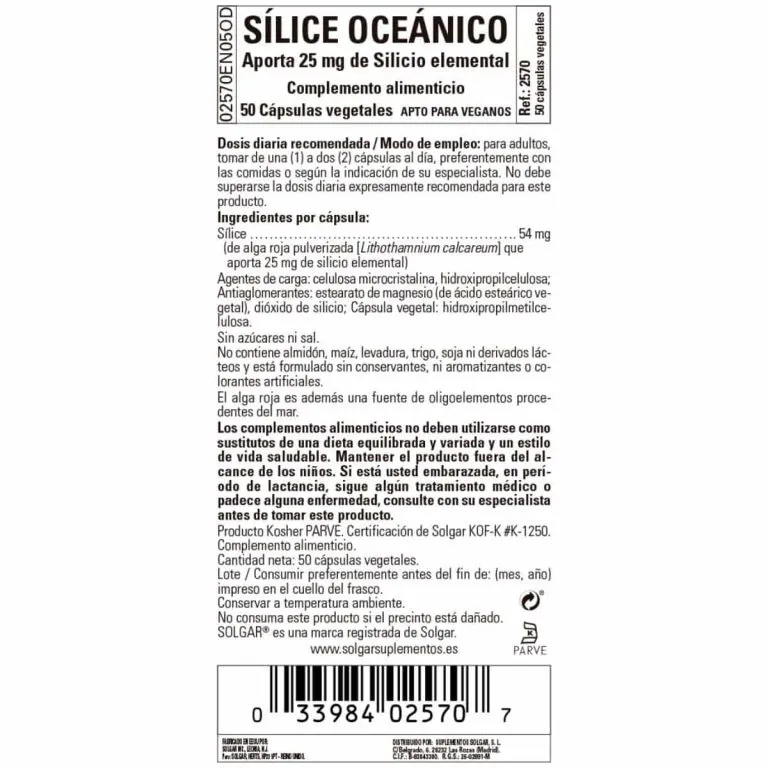 Silice Oceánico 25 mg – 50 Cápsulas Veganas