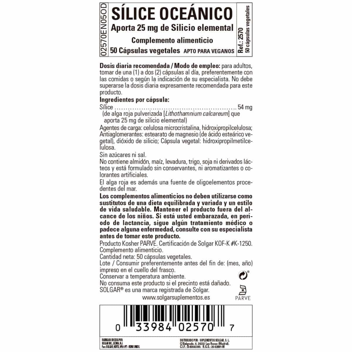 Silice Oceánico 25 mg – 50 Cápsulas Veganas