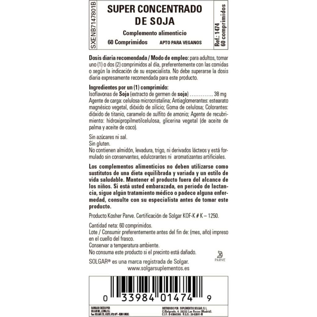Isoflavonas de Soja No Transgénicas - 60 Comprimidos detalle 1