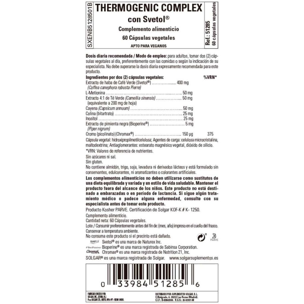 Thermogenic Complex con Svetol - 60 Cápsulas Veganas detalle 1