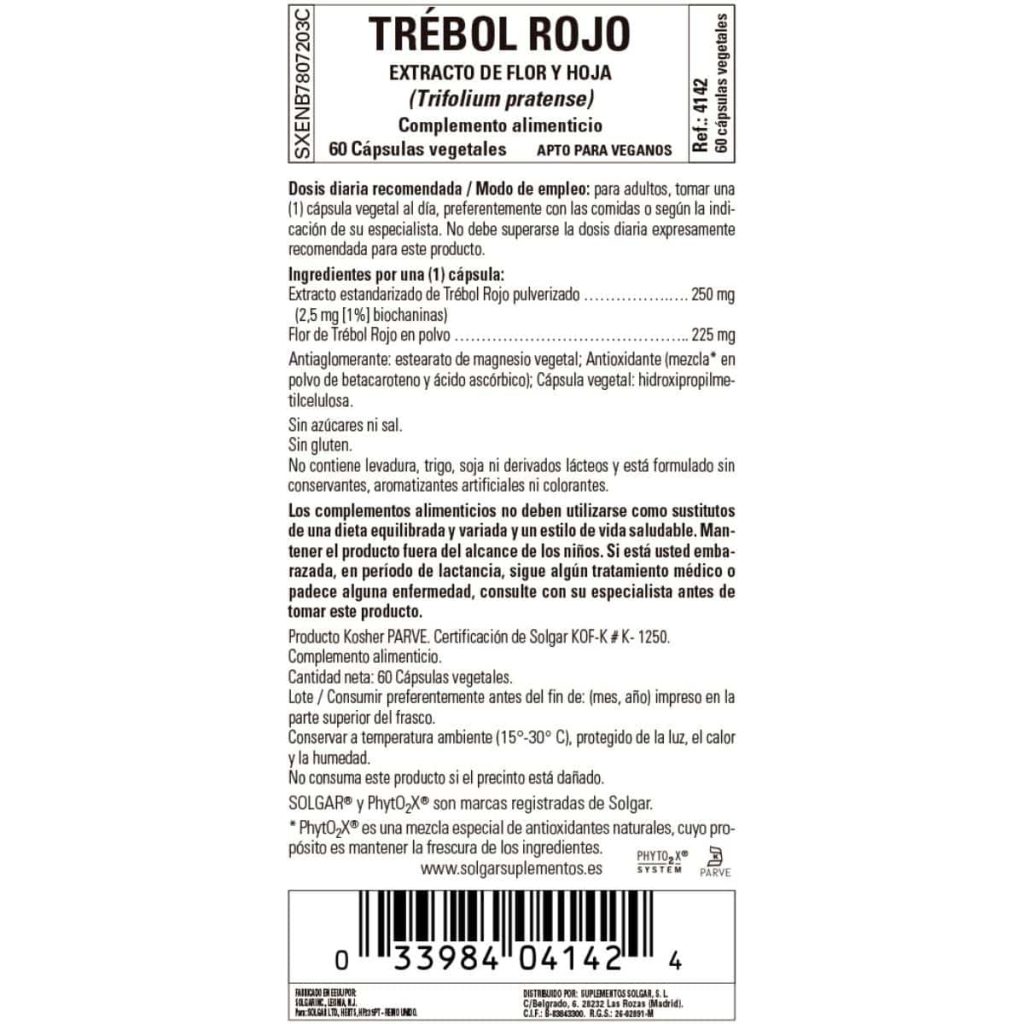 Trébol Rojo -Flor y Hoja- 60 Cápsulas Veganas detalle 1