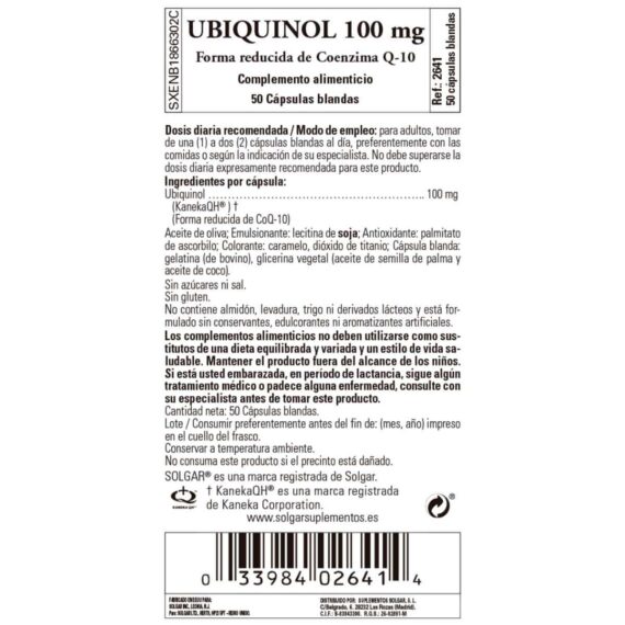Ubiquinol 100 mg - 50 Cápsulas Blandas