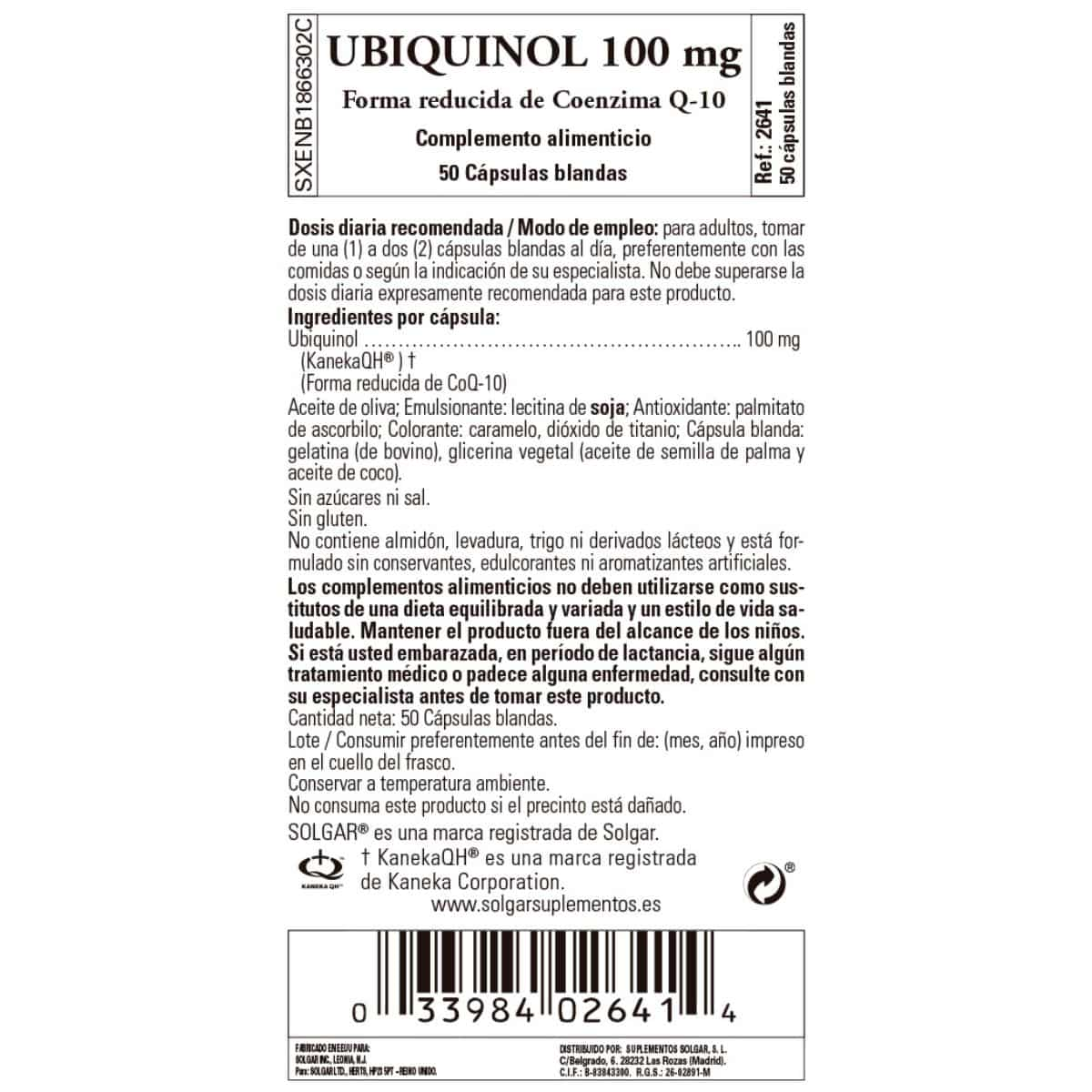 Ubiquinol 100 mg – 50 Cápsulas Blandas