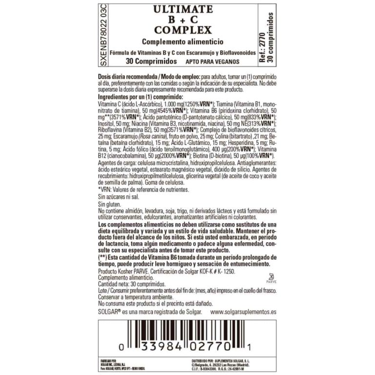 Ultimate B+C Complex – 30 Comprimidos