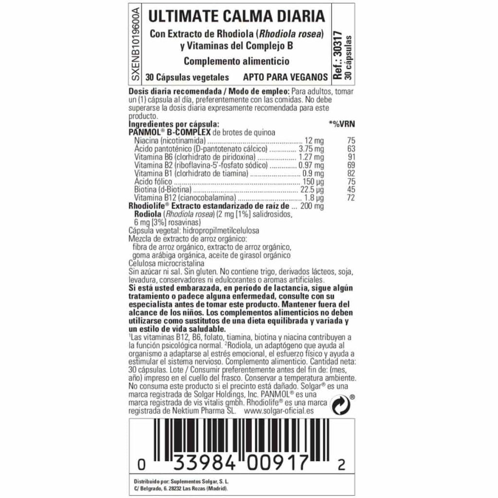 Ultimate Calm Daily - 30 Cápsulas Veganas detalle 2