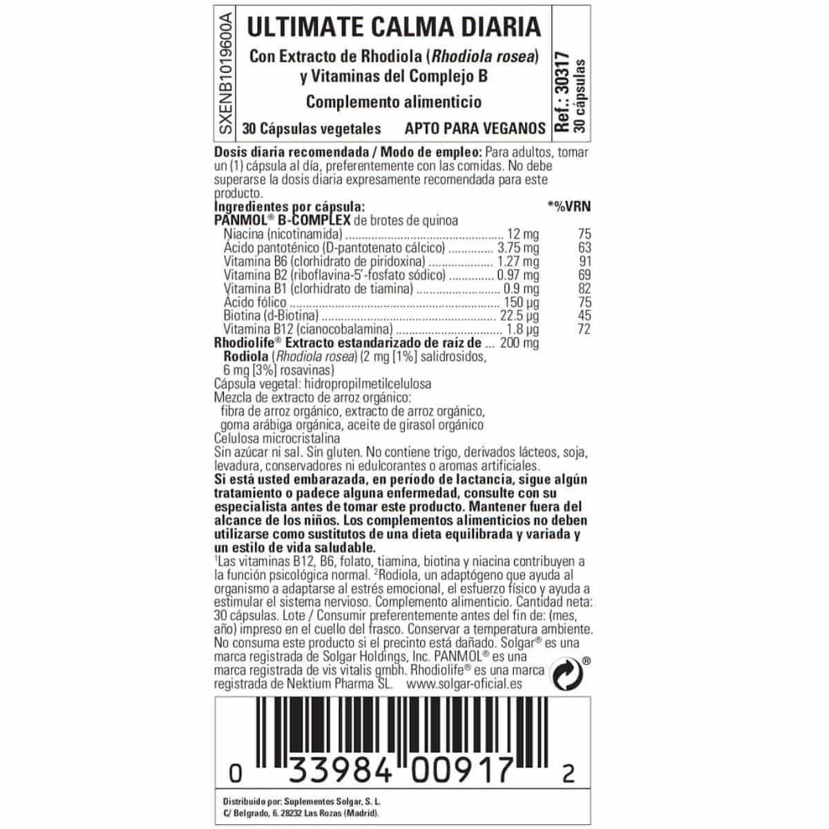 Ultimate Calm Daily – 30 Cápsulas  Veganas