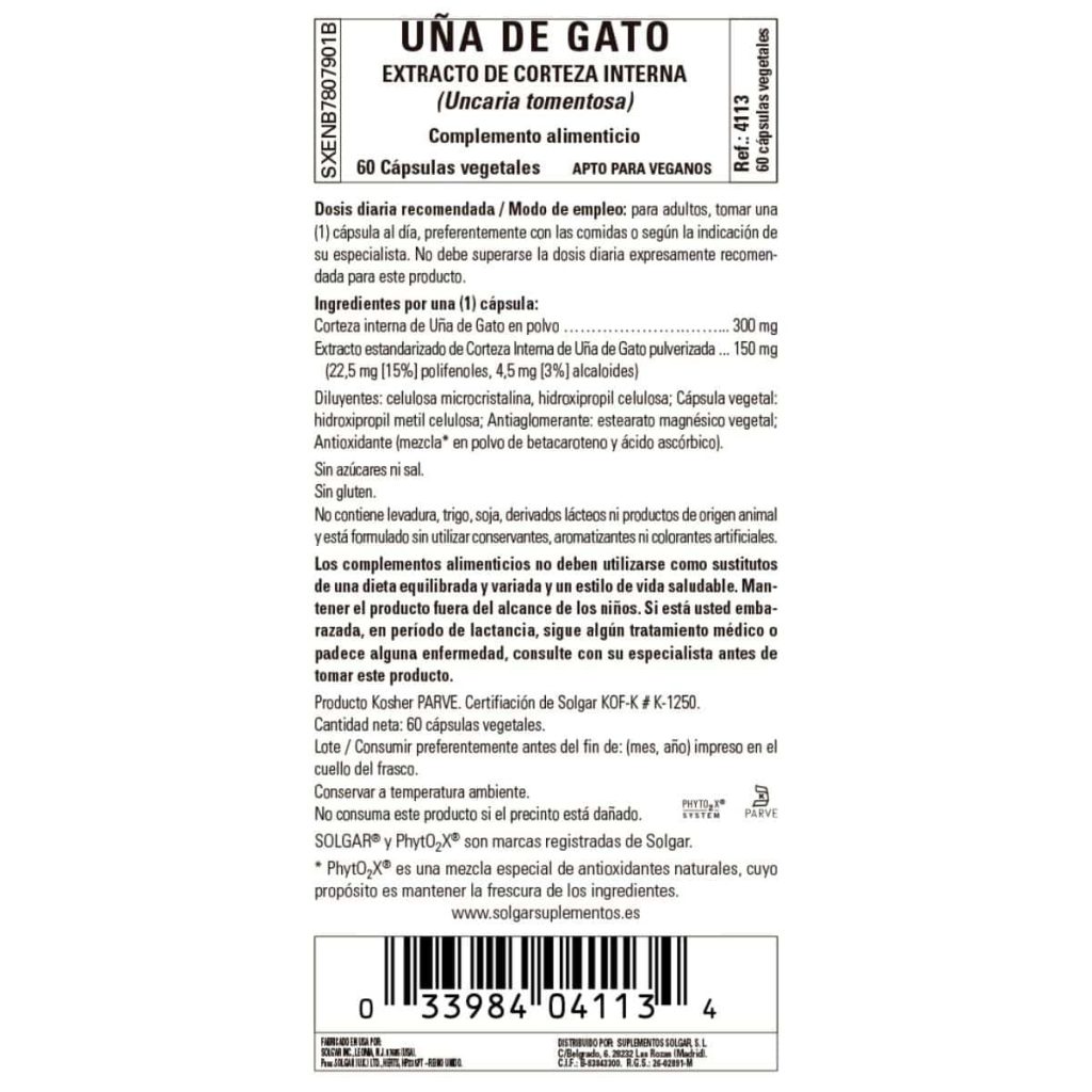 Uña de Gato -Corteza Interna- 60 Cápsulas Veganas detalle 1