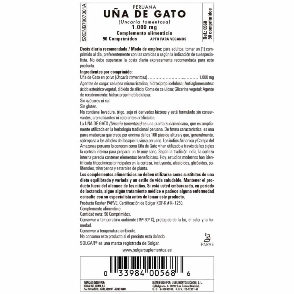 Uña de Gato -Uncaria Tom- 1000 mg - 90 Comprimidos detalle 1