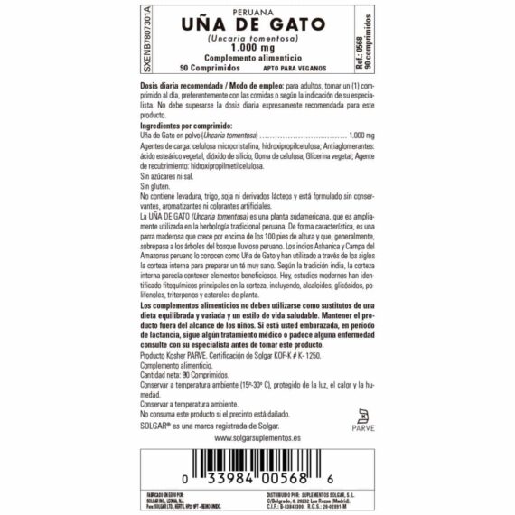 Uña de Gato -Uncaria Tom- 1000 mg - 90 Comprimidos