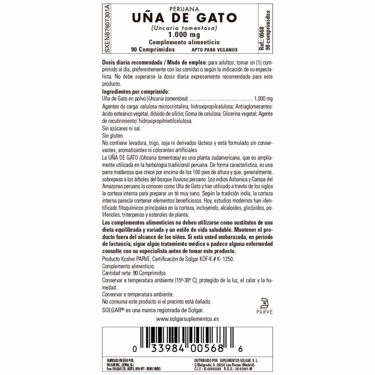 Uña de Gato -Uncaria Tom- 1000 mg – 90 Comprimidos