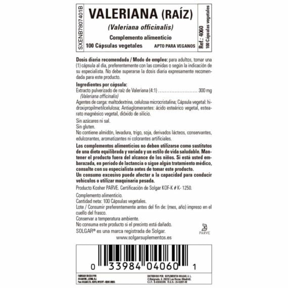 Valeriana 300 mg - 100 Cápsulas Veganas