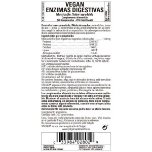 Enzimas Digestivas Veganas – 250 Comprimidos Masticables