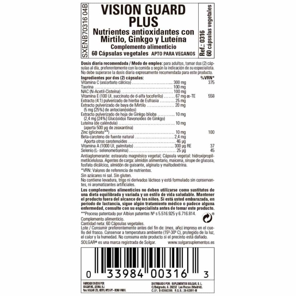 Vision Guard Plus - 60 Cápsulas Veganas detalle 1