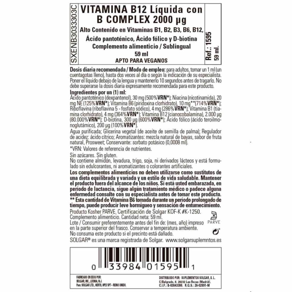 Vitamina B12 Líquida con B-Complex 59 ml detalle 1