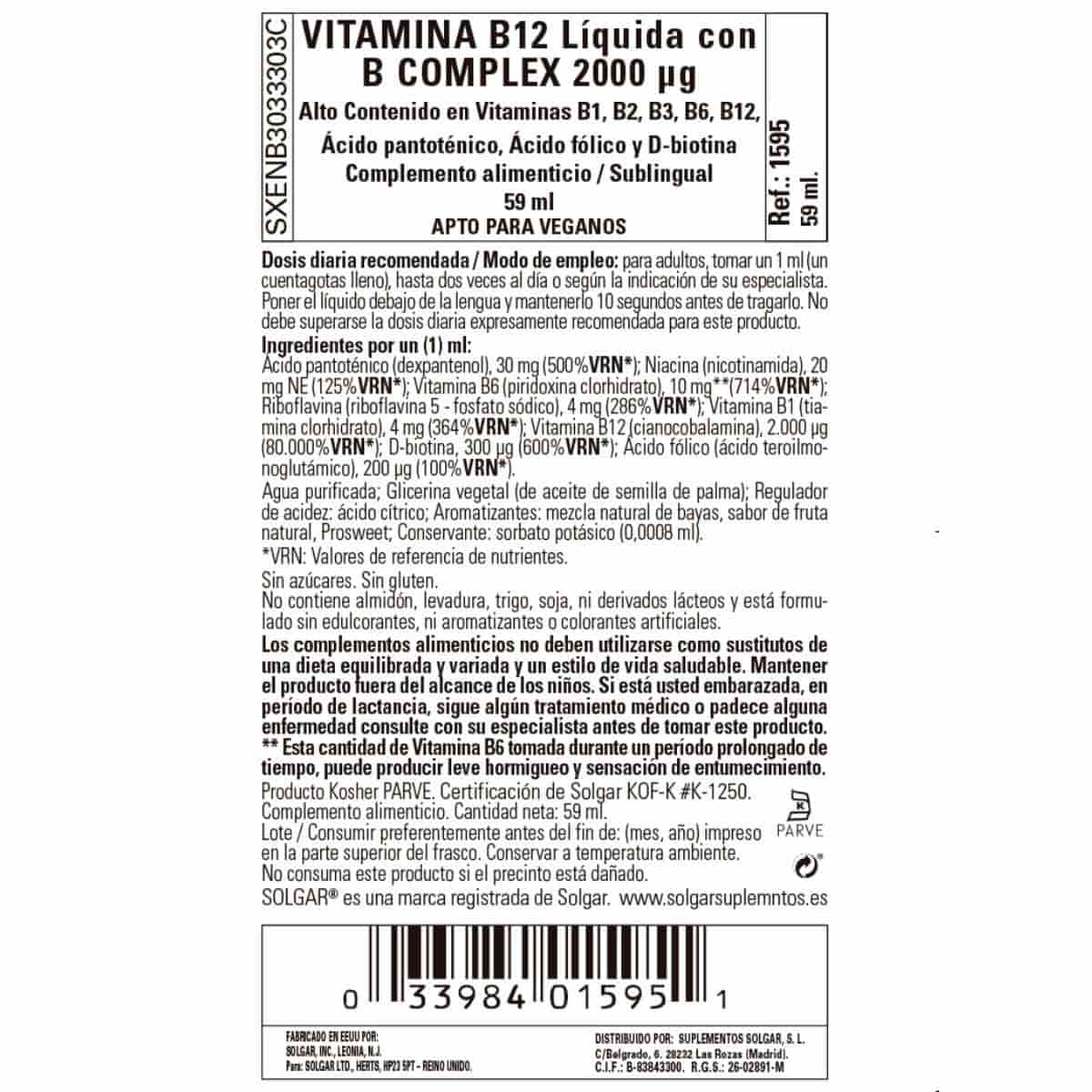 Vitamina B12 Líquida con B-Complex 59 ml