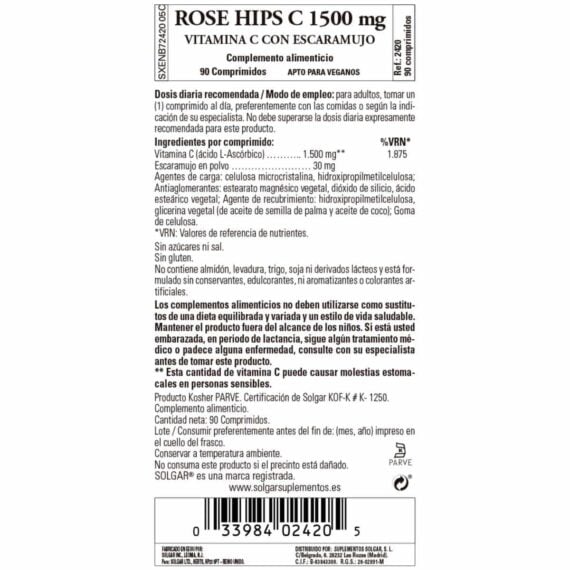 Vitamina C 1500 mg con Escaramujo - 90 Comprimidos