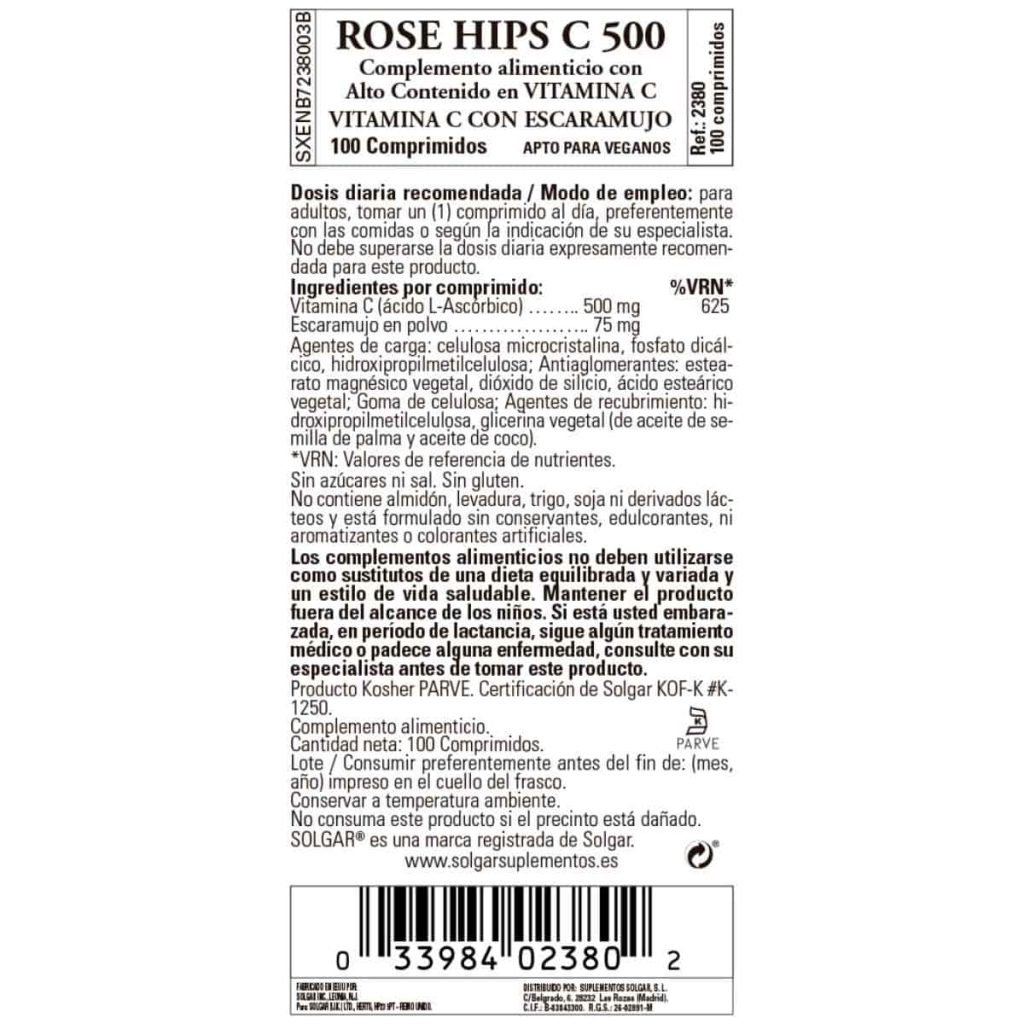 Vitamina C 500 mg - 100 Cápsulas Veganas detalle 1