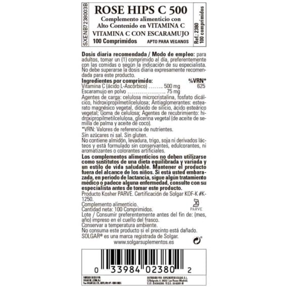 Vitamina C 500 mg - 100 Cápsulas Veganas