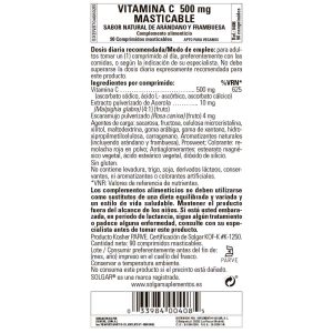 Vitamina C 500 mg Frambuesa – 90 Comprimidos Masticables