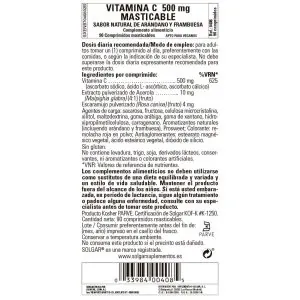 Vitamina C 500 mg Frambuesa – 90 Comprimidos Masticables