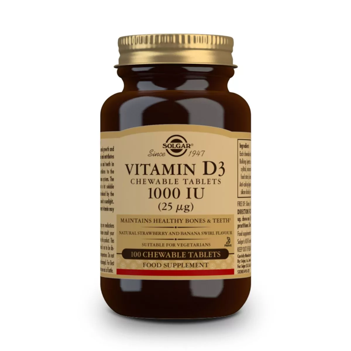 Vitamina D3 1000ui – 25 mcg – 100 Comprimidos Masticables