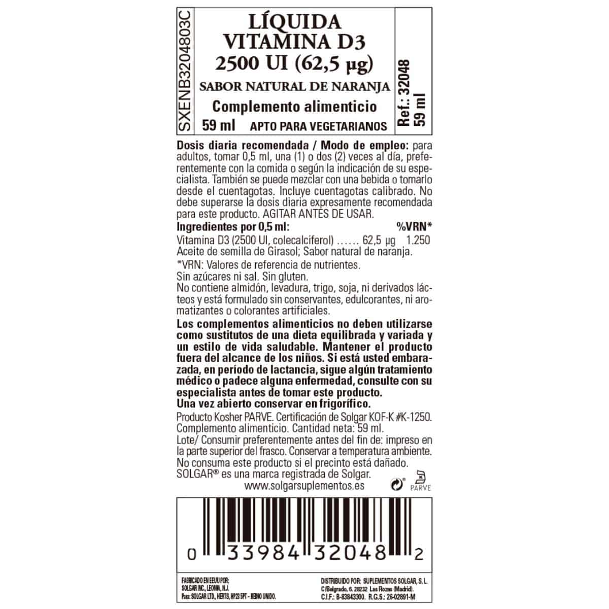 Vitamina D3 Líquida 2500ui – 62,5 mcg – 59 ml