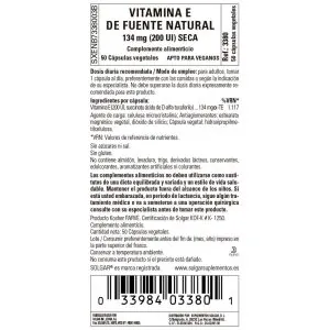 Vitamina E seca 200ui – 50 Cápsulas Veganas