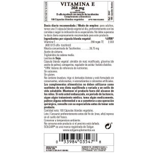 Vitamina E 400iu -268 mg- 100 Cápsulas Blandas