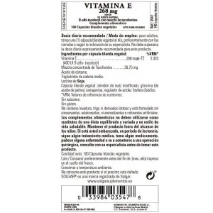 Vitamina E 400ui -268 mg- 100 Cápsulas Blandas Veganas