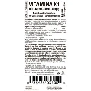 Vitamina K Natural 100 mcg – 100 Comprimidos