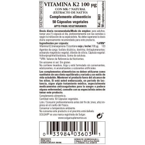 Vitamina K2 100 mcg – 50 Cápsulas Veganas