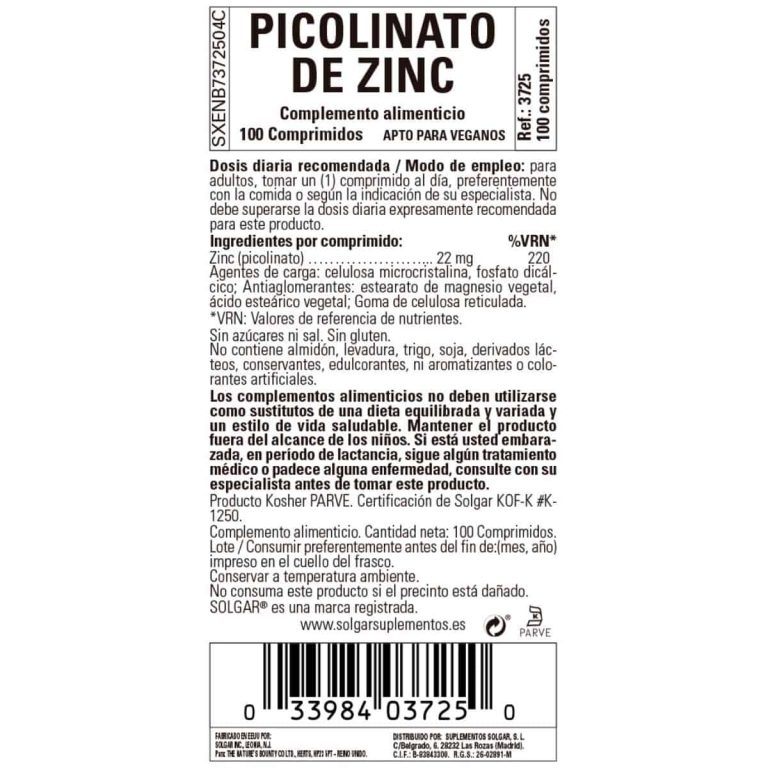Picolinato de Zinc 22 mg – 100 Comprimidos