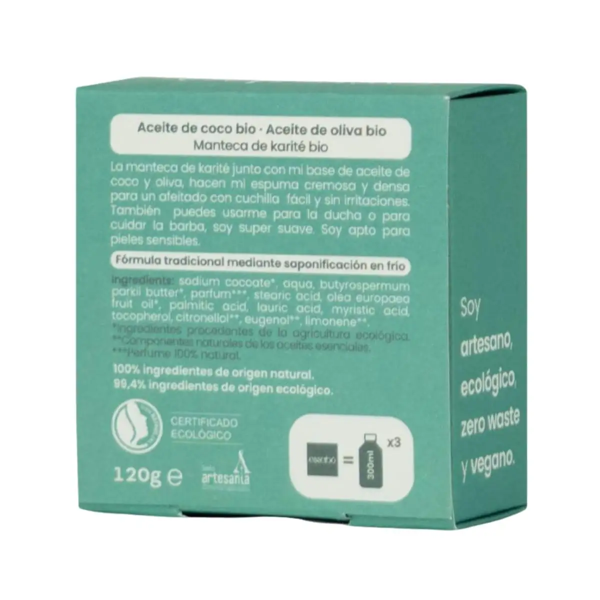 Jabón Ecológico de Afeitado y para Barba 120 g detalle 1