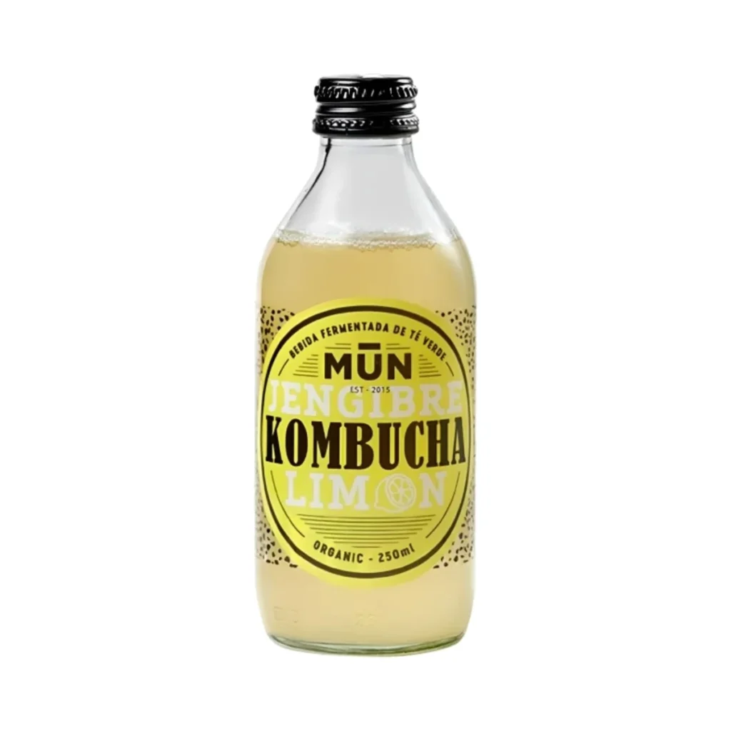 botella de cristal de kombucha jengibre y limón mun 250 ml