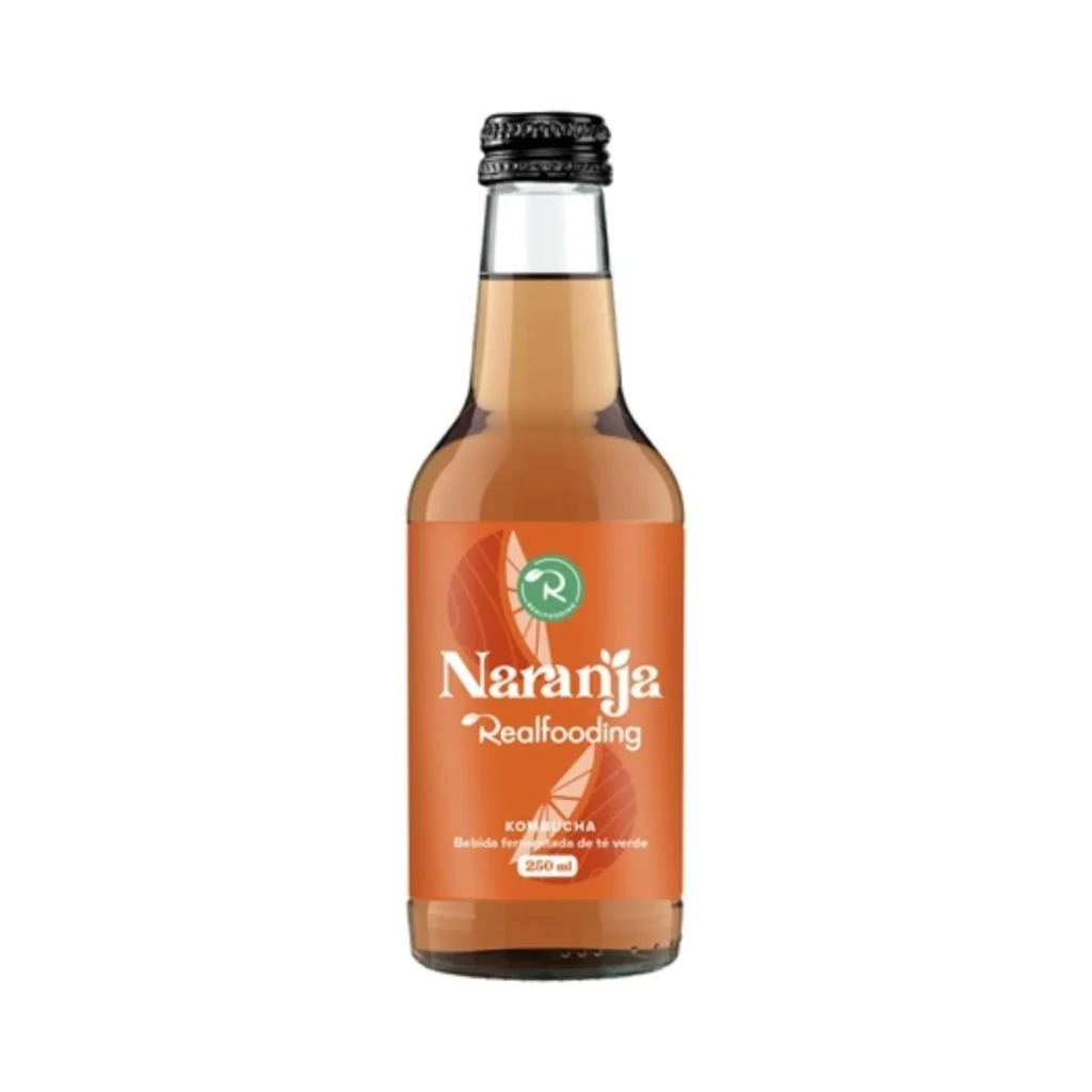 botella de cristal de kombucha naranja realfooding mun 250 ml