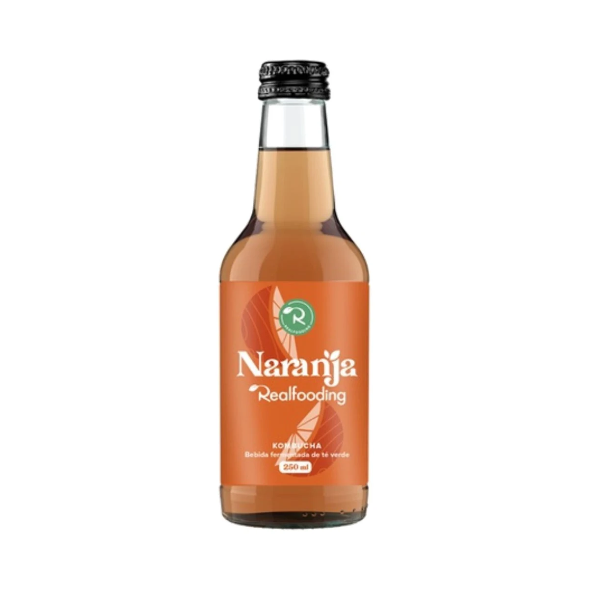 botella de cristal de kombucha naranja realfooding mun 250 ml