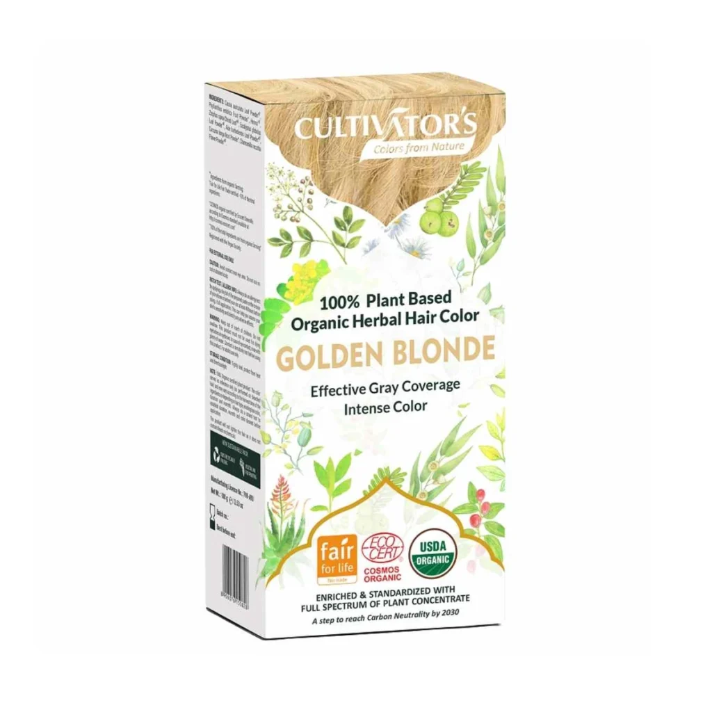 caja de tinte orgánico vegetal para el pelo de cultivators de 100 g tono rubio dorado (golden blonde)