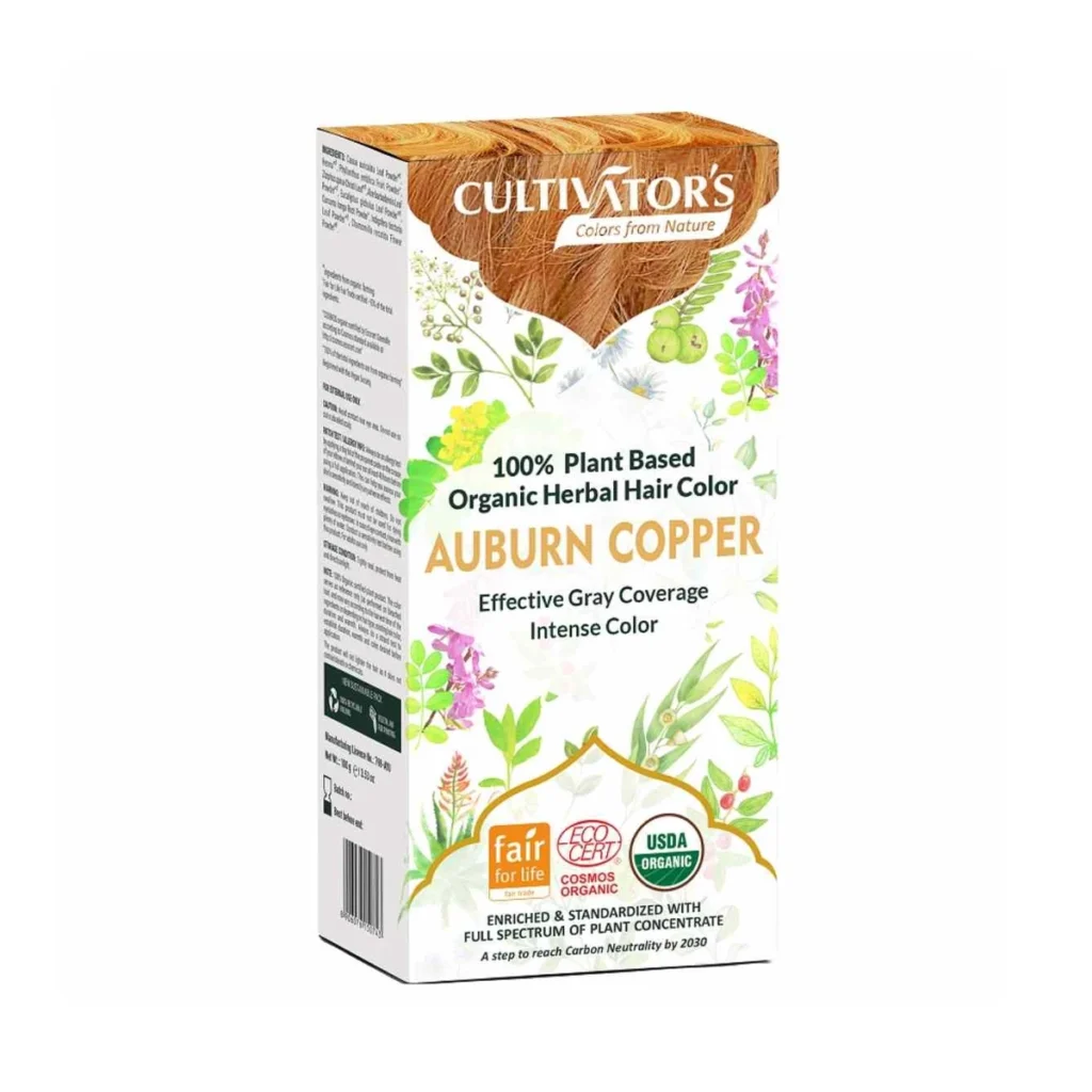 caja de tinte orgánico vegetal para el pelo de cultivators de 100 g tono cobrizo dorado (auburn copper)