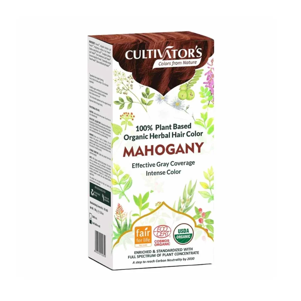 caja de tinte orgánico vegetal para el pelo de cultivators de 100 g tono caoba (mahogany)