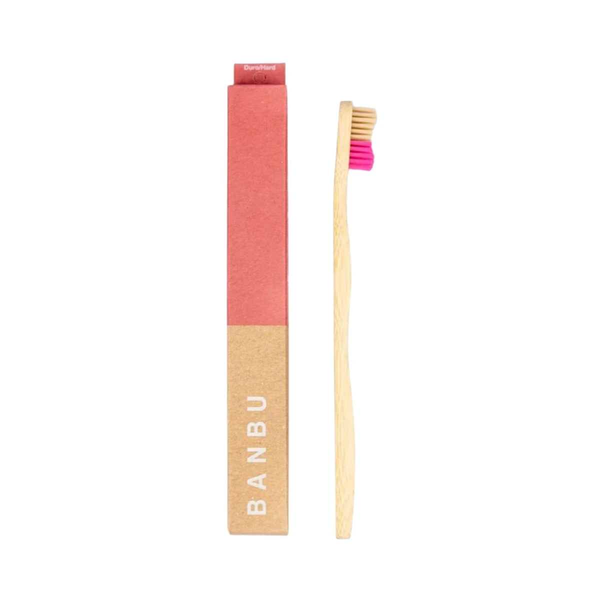 cepillo de dientes de bambu para adulto duro rosa banbu con su caja de carton