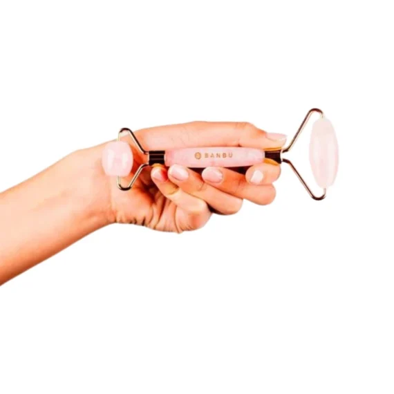 Jade Roller Facial de Cuarzo Rosa Rojeces
