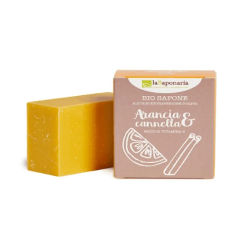 JABON EN PASTILLA naranja y canela 100gr.