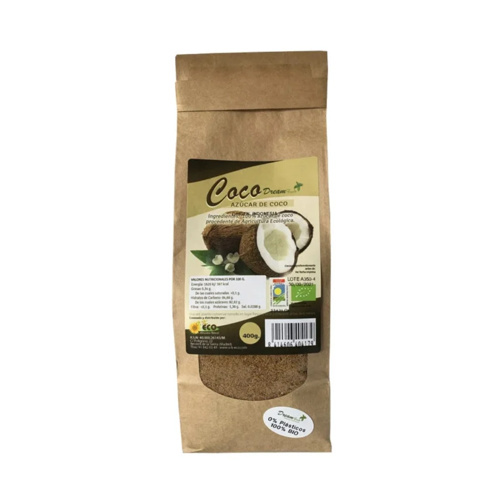 bolsa de papel de azúcar de coco ecológico dream foods 400 g